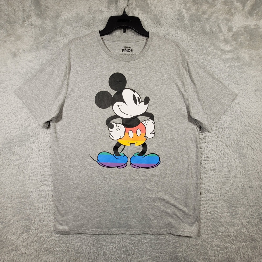 Disney Pride Collection Shirt Mens XL Gray Mickey Mouse Rainbowβ Graphic Tee